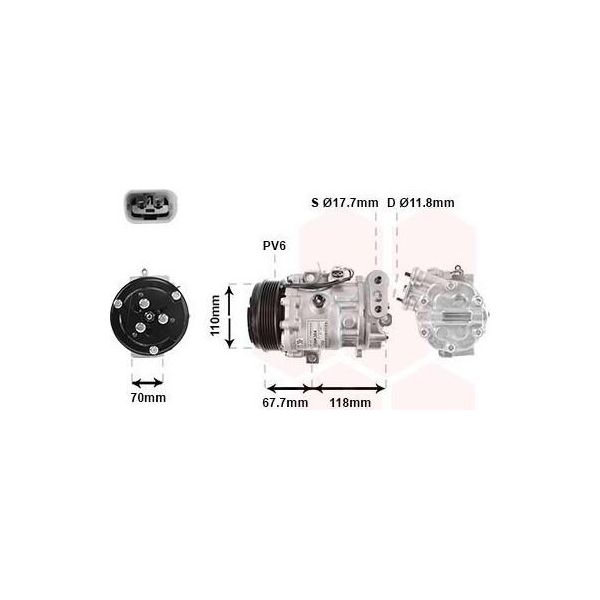 Van Wezel 1700K384 - Compressore Aria Condizionata Oe 71724084 Per Mito (955), Nemo, Doblo, Fiorino, Punto, Linea, Qubo, Bipper (Aa), Bipper Tepee-image