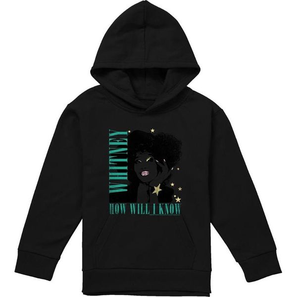 Whitney Houston - Felpa Con Cappuccio "How Will I Know"" Per Bambini, Pullover TV25054 (116) (Nero)"-image