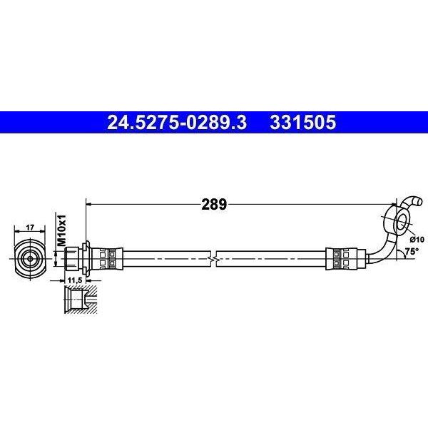 Ate 24.5275-0289.3 - Oe 90947 02F51 Tubo Freno Per Rav 4 Iii (A3), Rav 4 Iv (A4)-image