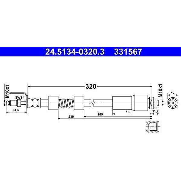 Ate 24.5134-0320.3 - Tubo Freno Oe 2T14 2078 Ad Per Tourneo Connect, Transit Connect-image