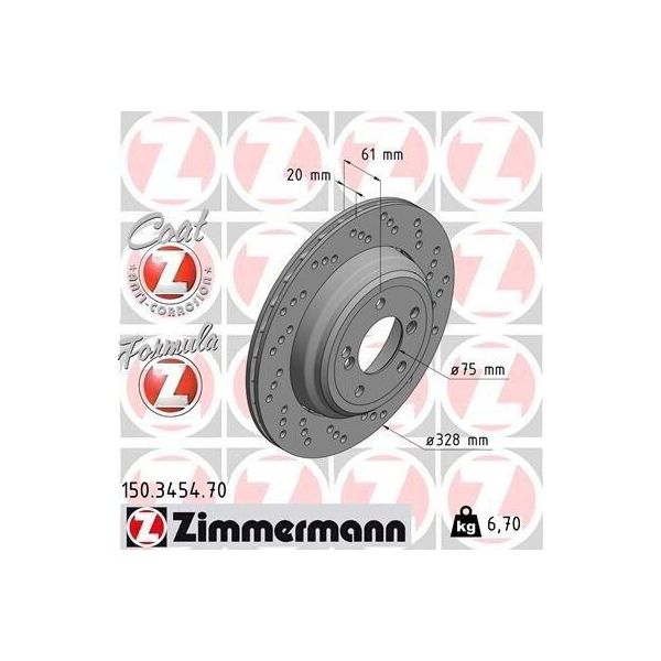 Zimmermann 150.3454.70 - Disco Freno Per Z4 (E85), Z4 (E86), Serie 3 (E46)-image