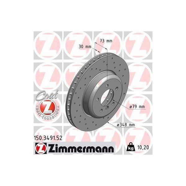 2X Disco Freno Zimmermann 150.3491.52 Per Bmw Per Z4 Roadster (E89) 73Mm 11 1Kg-image