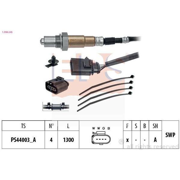 Sonda Lambda Eps Per Vw Golf V Hatchback (1K1) Sonda Planare Riscaldata 1300 Mm 1.998.245-image