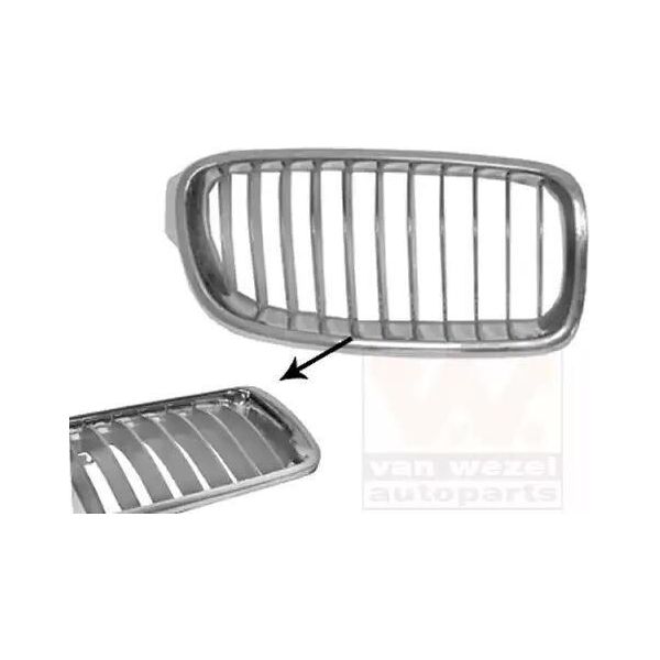 Van Wezel 0670514 Griglia Radiatore Griglia Anteriore Per Bmw 3 Touring (F31) Destra Cromata/Nera Cromata-image