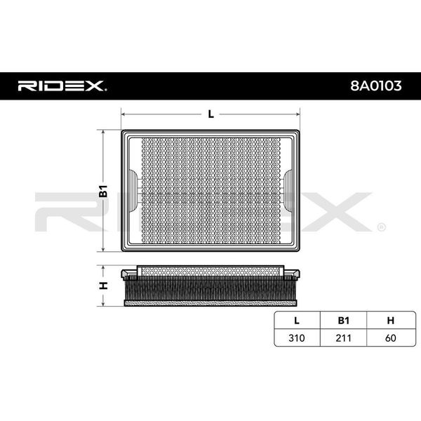 Ridex 8A0103 - Filtro Aria Oe 1017035 Per Galaxy (Wgr), Alhambra (7V), Sharan (7M)-image