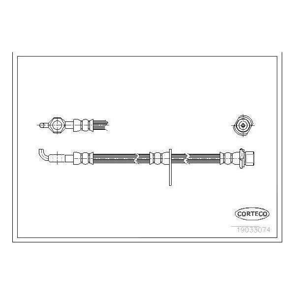 Corteco 19033074 Tubo Freno Anteriore Sinistro Per Toyota Corolla (ZZE12, NDE12, ZDE12) Corolla Verso (ZDE12, CDE12)-image