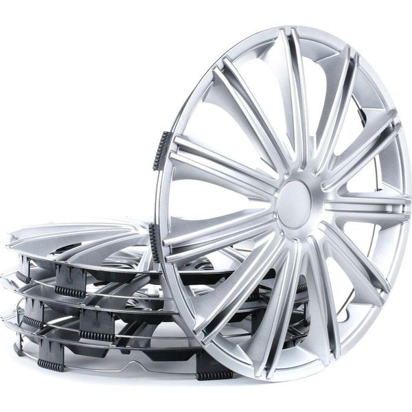 4X Coprimozzi Da 15" Copricerchi Argento Copricerchi 15 Nero Argo"-image