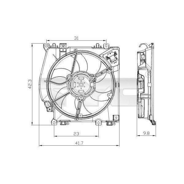Tyc 828-0001 - Ventola Radiatore Oe 21481AY610 Per Micra Iii (K12), Clio Iii, Modus (F/JP0), Twingo Ii (CN0), Wind (E4M)-image