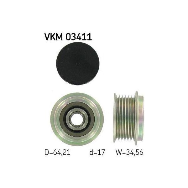 Skf Vkm 03411 - Puleggia Alternatore Oe 30667610 Per Galaxy (WA6), Mondeo Iv, S-Max (WA6), S80 Ii (124), V70 Iii (135)-image