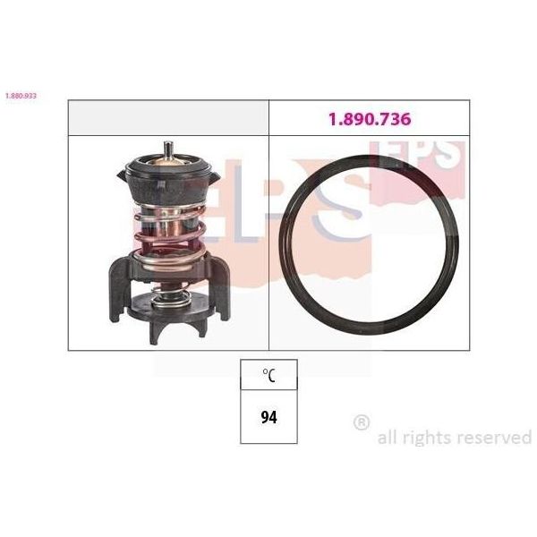 Eps Termostato Liquido Di Raffreddamento 94°C Per Vw Golf Vii Hatchback (5G1, BQ1, BE1, BE2) Tiguan (5N) Passat Variant (3G5, CB5) Golf Vii Variant (BA5, BV5)-image