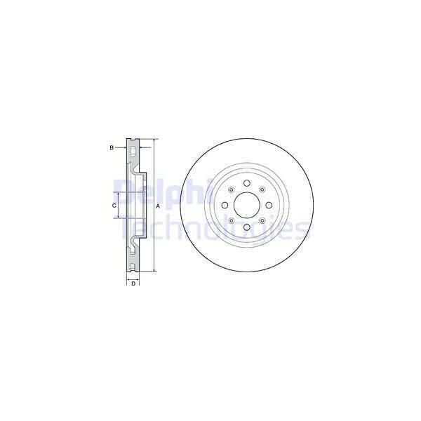 2X Disco Freno Delphi BG4456 Anteriore Per Abarth Grande Punto (199_) Punto (199_)-image
