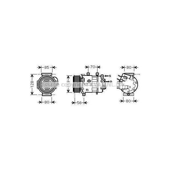Prasco PEAK322 - Klimakompressor Oe 6453PP Per C5 Ii (Re), C5 Iii (Rd), C5 Iii (Rw), C5 Ii (Rc), C5 (Re), C6 (Td), 407, 407 Sw (6D, 6E), 508 (8D), 508 (8E), 607 (9D, 9U)-image