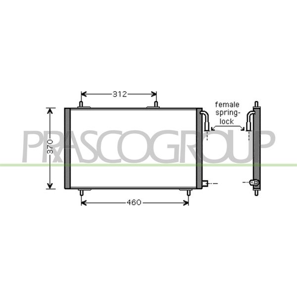 Prasco PG009C002 - Oe 1610161180 Condensatore Aria Condizionata Per 206 Cc (2D), 206 (2A/C), 206 (2E/K), 206 Sw (2E/K), 206 Van, 206+-image