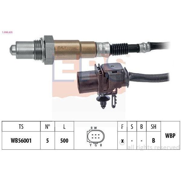 Sonda Lambda Eps Per Ford Kuga Mk2 (DM2) Pre-Catalizzatore Riscaldata Sonda Planare Sonda Lambda A Banda Larga 500 Mm 1.998.435-image