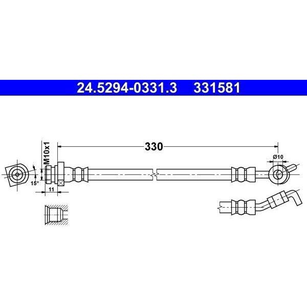 Ate 24.5294-0331.3 Tubo Freno Posteriore Destro Per Hyundai Ix35 (Lm, El, Elh) Per Kia Sportage (Sl)-image
