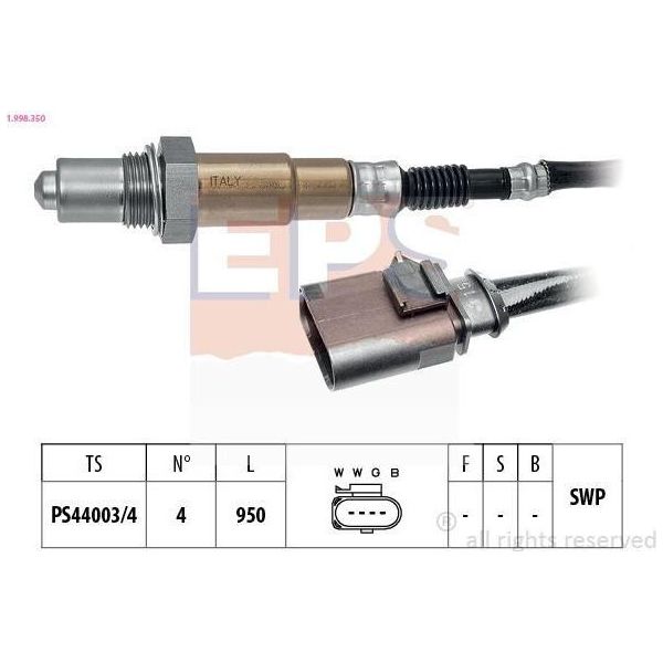 Sonda Lambda Eps Per Vw Scirocco (137, 138) Post-Catalizzatore Sonda Planare Riscaldata 950 Mm 1.998.350-image