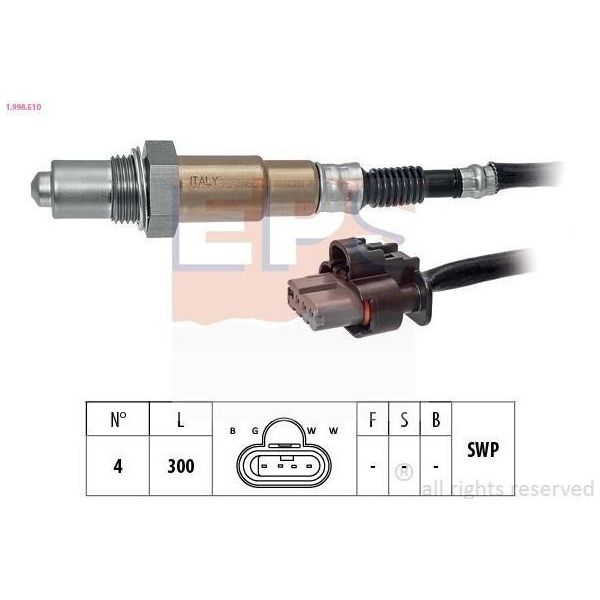 Sonda Lambda Eps Per Ford Fiesta Mk7 Hatchback Pre-Catalizzatore Sonda Planare Riscaldata 300 Mm 1.998.510-image