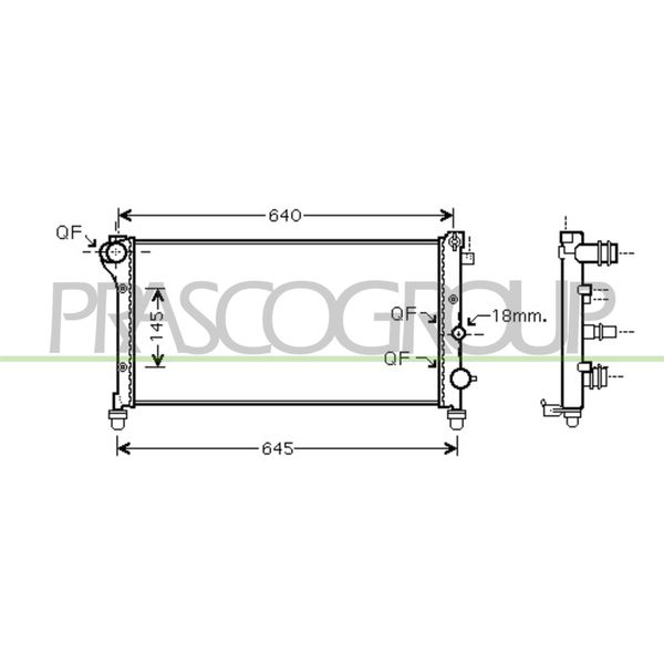 Prasco FT122R002 - Radiatore Oe 46798743, Raffreddamento Motore Per Panda-image