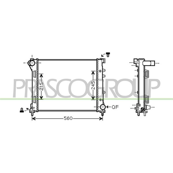Prasco FT030R003 - Radiatore Oe 51793589, Raffreddamento Motore Per 500 (312), Panda-image
