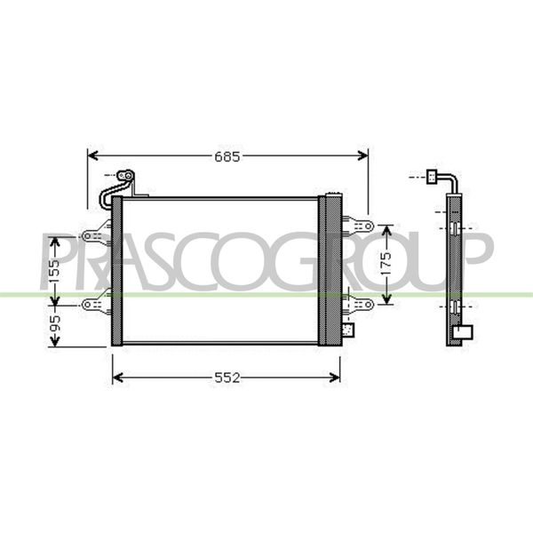 Prasco SK320C001 - Condensatore Aria Condizionata Oe 5Z0820411 Con Essiccatore Per Cordoba (6L), Ibiza (6L), Fabia Ii (54), Fabia I (6Y), Roomster (5J), Fox (5Z), Polo (9N)-image