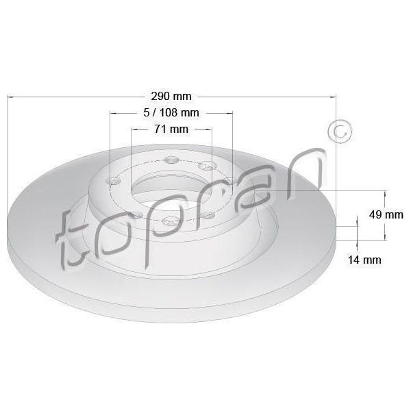 Topran 722 487 - Oe 4249 22 Disco Freno, Assale Posteriore Per Jumpy (VF7), Expert Tepee (VF3X), Expert (Vf)-image