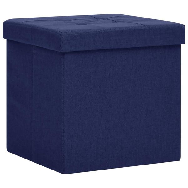 Syfax™ Sgabello Con Contenitore Pieghevole Blu In Simil Lino-image