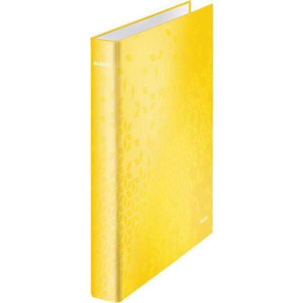 Leitz Wow Raccoglitore A Quattro Anelli A4, Interamente In Plastica, Dorso 4 Cm, Giallo-image