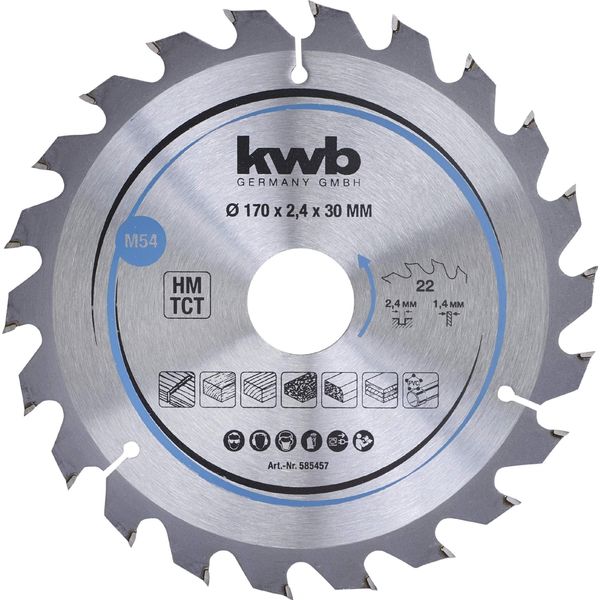 Lama Circolare Kwb 170 X 30 Mm, Taglio Rapido, Lama Adatta Per Legno Tenero E Duro, Pannelli Di Legno E Truciolato-image
