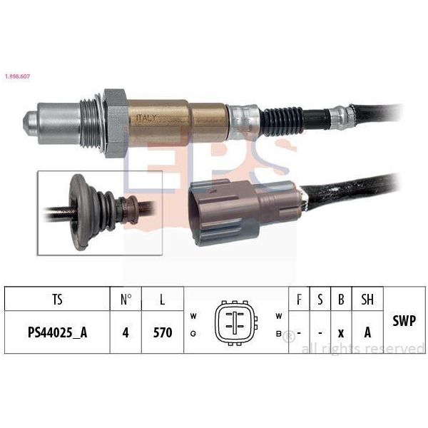 Sonda Lambda Eps Per Toyota Yaris Hatchback (P9) Sonda Planare Riscaldata 570 Mm 1.998.607-image
