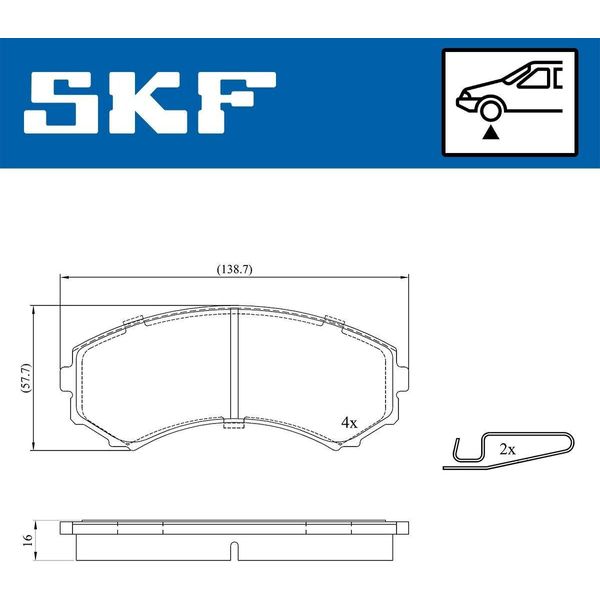Set Pastiglie Freno Anteriori Skf Per Furgoni Mazda Serie E (SR2) Vkbp 80252 A-image