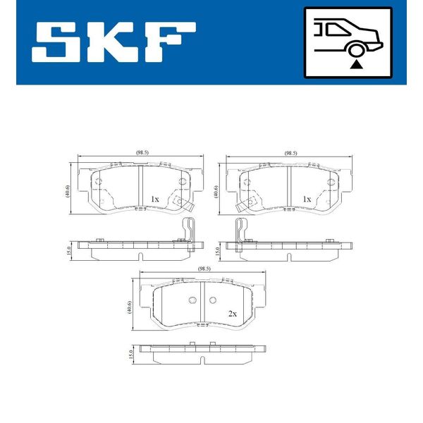 Set Pastiglie Freno Posteriori Skf Per Hyundai Getz (Tb) Vkbp 90340 A-image