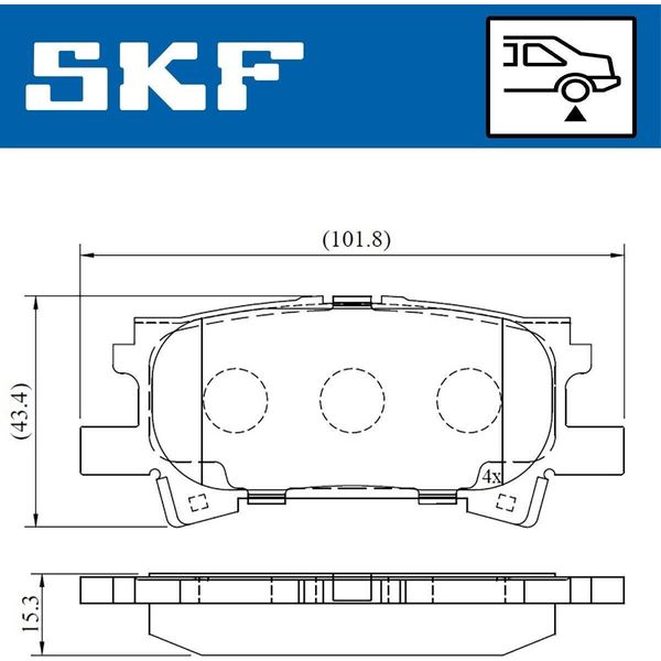 Set Di Pastiglie Freno Skf Posteriori Per Toyota Highlander I (XU20) Vkbp 90615-image