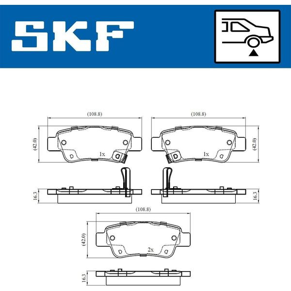 Set Pastiglie Freno Posteriori Skf Per Honda CR-V Iii (Re) Vkbp 90439 A-image