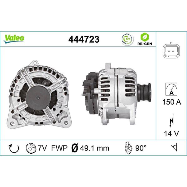 Valeo 444723 Alternatore Lima 150A 14V Per Opel Vivaro A Furgone (X83) Vivaro A Combi (X83) Movano Furgone (X70) Movano Bus (X70)-image