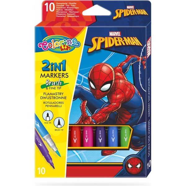 Pennarelli Bifacciali 10 Colori Spiderman Colorino-image