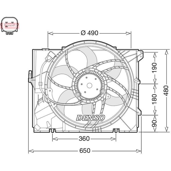 Denso DER05011 - Ventola Radiatore Oe 17117590699 Per Serie 1 (E81), Serie 1 (E87), Serie 1 (E88), Serie 1 (E82), Serie 3 (E90), Serie 3 (E93), Serie 3 (E92), Serie 3 (E91), Z4 (E89)-image