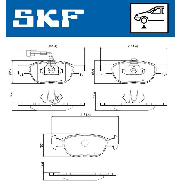 Set Pastiglie Freno Anteriori Skf Pastiglie Freno Per Fiat Punto (176) Vkbp 80777 E-image