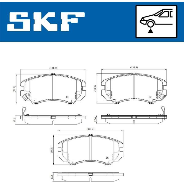Set Pastiglie Freno Anteriori Skf Per Hyundai Tucson (Jm) Vkbp 80830 A-image