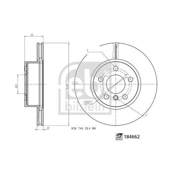 2X Febi Bilstein Disco Freno 184662 Anteriore Per Bmw 3 Sedan (G20) 66Mm 6 8Kg-image