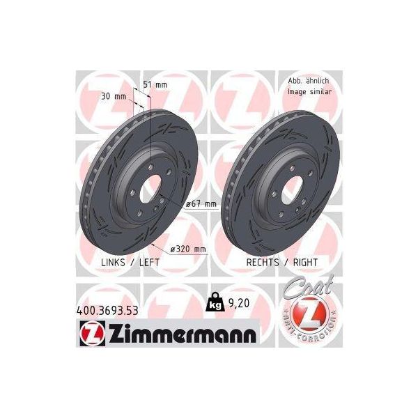 2X Disco Freno Zimmermann 400.3693.53 Adatto A MERCEDES-BENZ Classe A (W176)-image