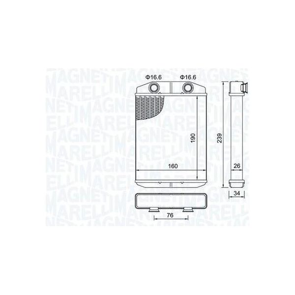 Magneti Marelli 350218507000 Scambiatore Di Calore Riscaldamento Interno Radiatore Per Fiat 500 (312) 500 C (312) Panda Hatchback (312, 319) Per Chrysler Per Abarth-image