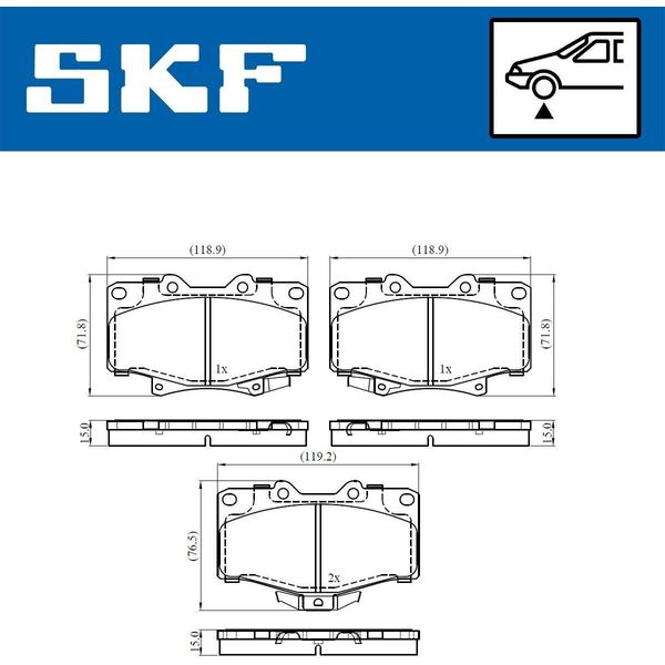 Set Pastiglie Freno Anteriori Skf Per Toyota 4 Runner (N1) Vkbp 80537 A-image