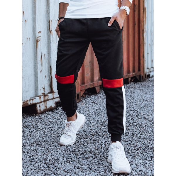 Pantaloni Da Uomo In Felpa Con Polsini A Coste Nero Xl-image