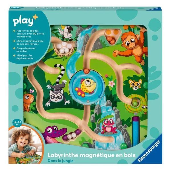 Ravensburger -PLAY + - Labirinto Magnetico In Legno Nella Giungla - Da 18 Mesi - Versione Francese - 34018-image