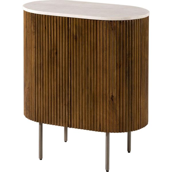 MASSIVMOEBEL24 | Comò In Legno Di Mango 65X38X76 Laccato Marrone - Marmo Bianco Barcelona #215-image