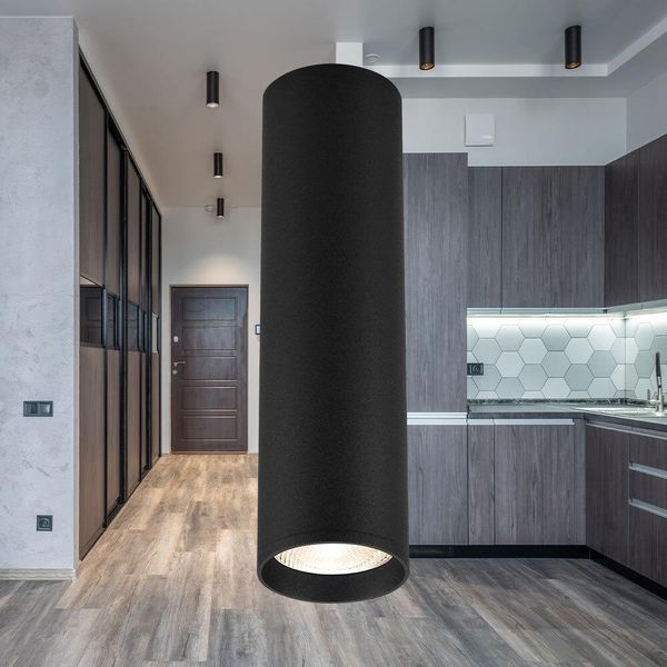 Led Spot A Soffitto Luce Di Superficie Slim Nero GU10 Ø 5,5 Cm Altezza 20Cm Corridoio Bancone Cucina Presa GU10 Senza Luminaire-image