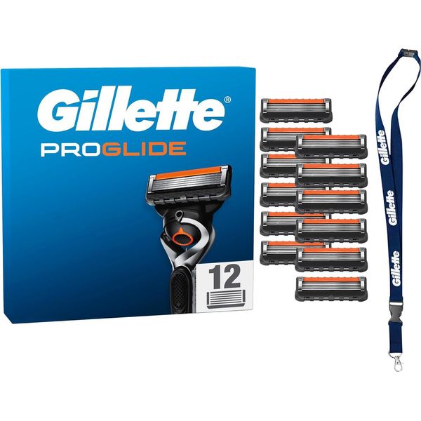 Gillette Fusion5 Proglide 12 Lame Di Ricambio 2X Strisce Glide Lame Rasoio Rasatura-image