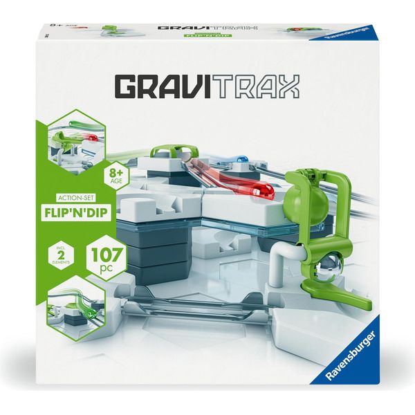 Ravensburger 27485 - Gravitrax Actionset Flip`N'dip - Set Iniziale Gravitrax - Gioco Di Costruzione E Corsa Di Biglie Da 8 Anni, Giocabile Da Solo-image