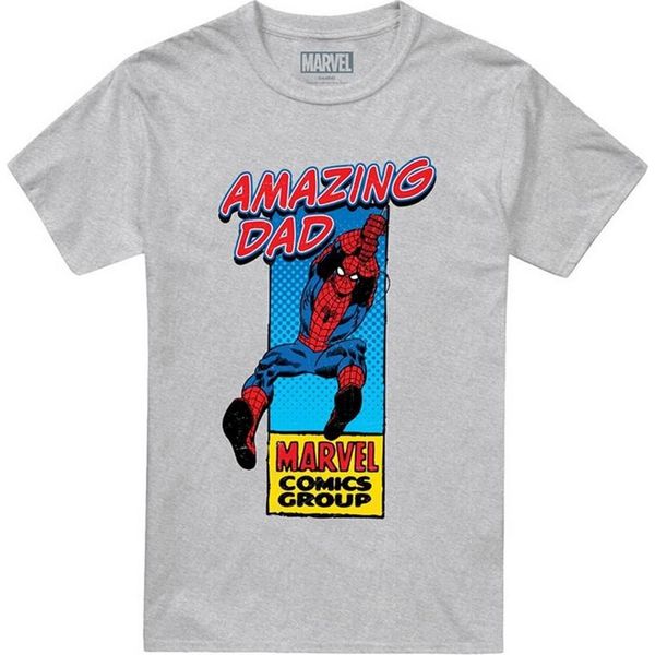 Marvel Comics - Maglietta Da Uomo "Amazing Dad"", Screziata, Festa Del Papà TV23896 (M) (Grigio Screziato)"-image