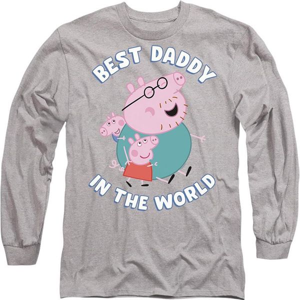Peppa Pig - Maglietta "Best Daddy In The World"" Per Uomo/Donna Unisex, Screziata, Manica Lunga TV23920 (L) (Grigio Screziato)"-image